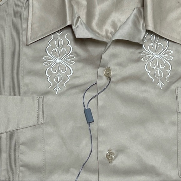 El General Men's 3XL Western Shirt Tan Beige Short Sleeve Shiny Button New NWD - Picture 6 of 14